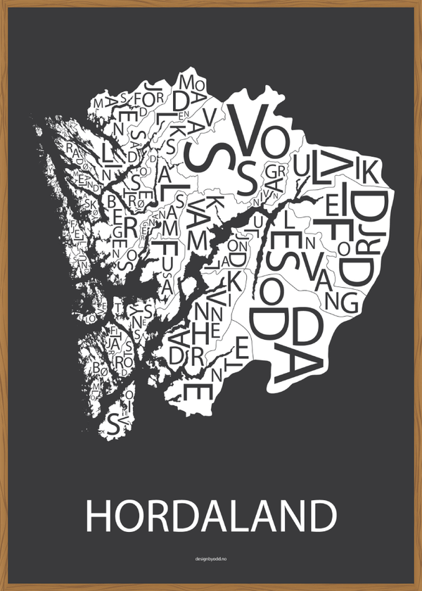 Plakat Hordaland (grå bakgrunn)