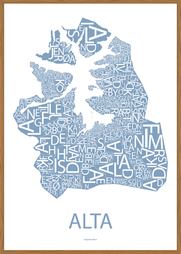 Plakat med håndtegnet kart av Alta