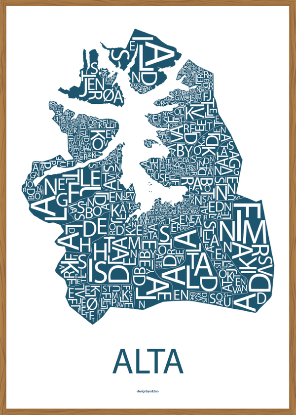 Plakat med håndtegnet kart av Alta