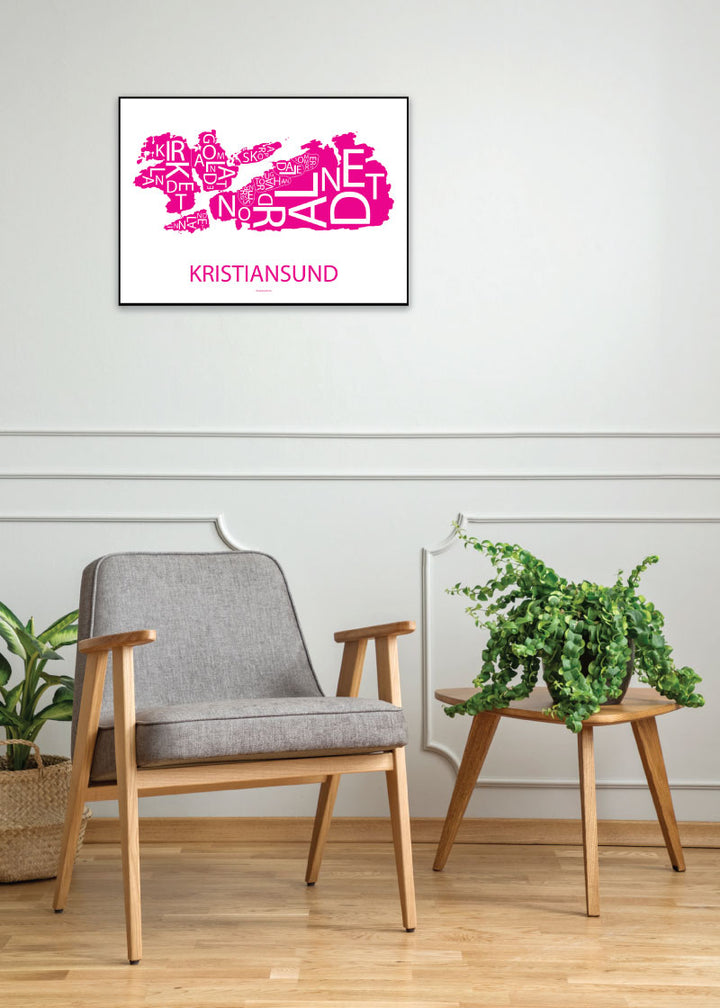 Plakat med håndtegnet kart av Kristiansund