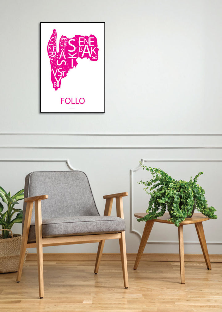 Plakat med håndtegnet kart av Follo
