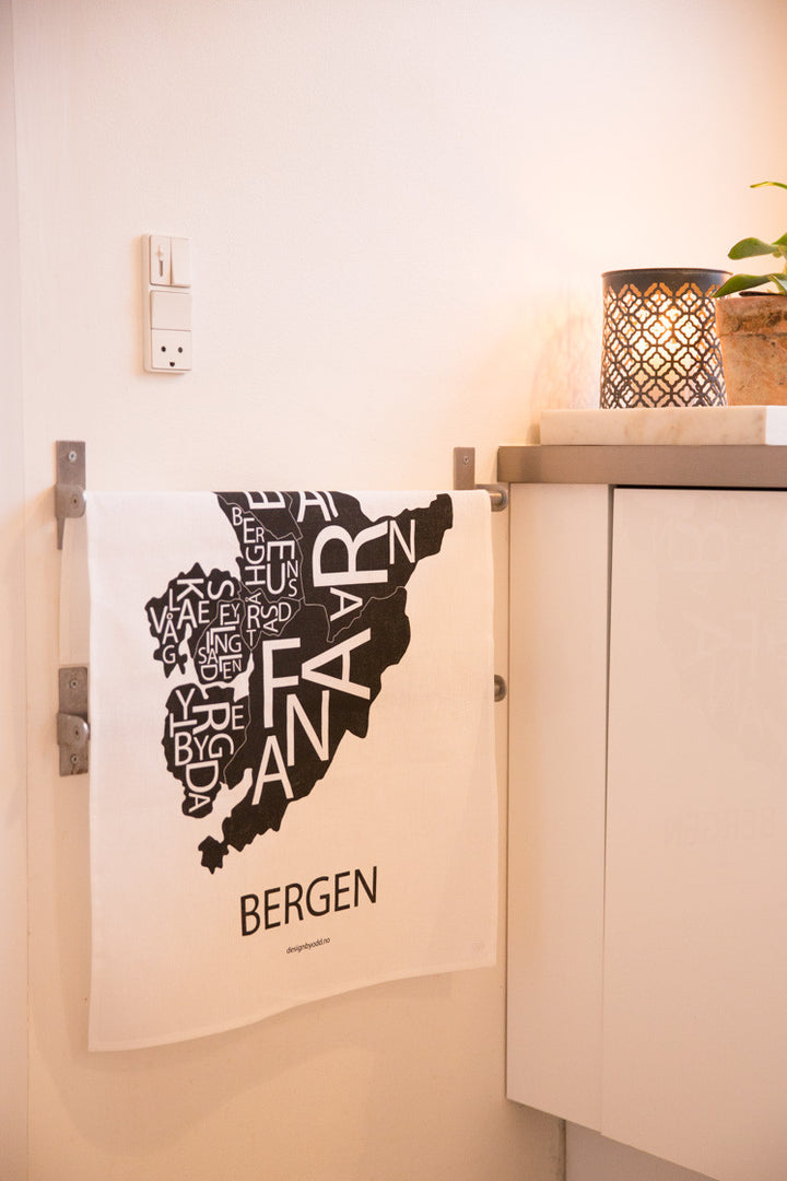 Kjøkkenhåndkle Bergen kart