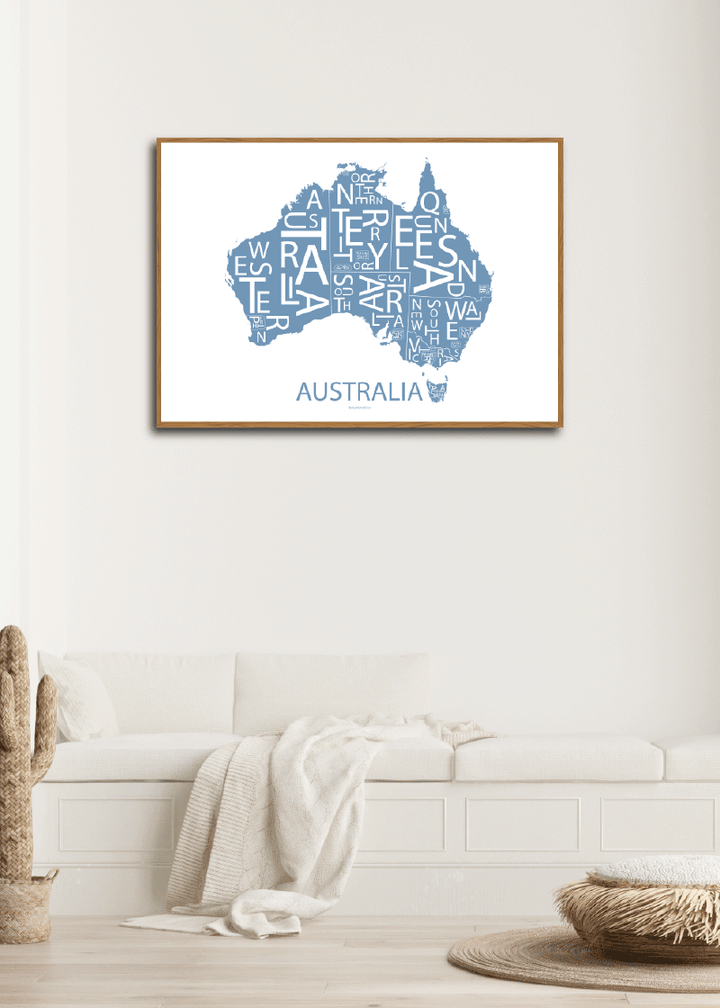 Plakat med håndtegnet kart av Australia