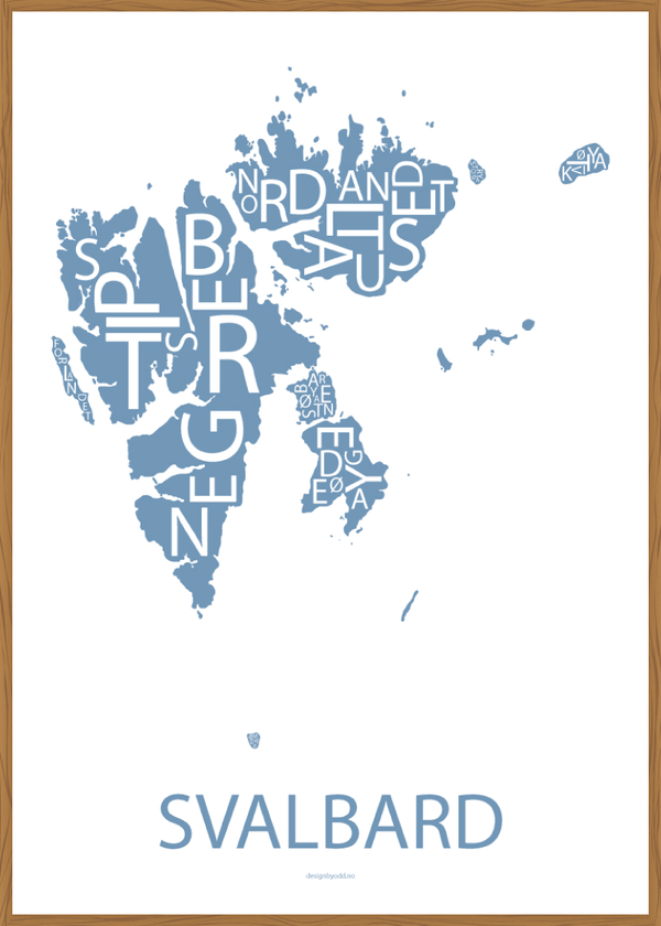 Plakat med håndtegnet kart av Svalbard
