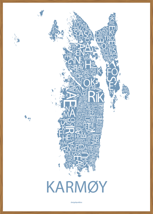 Plakat med håndtegnet kart av Karmøy