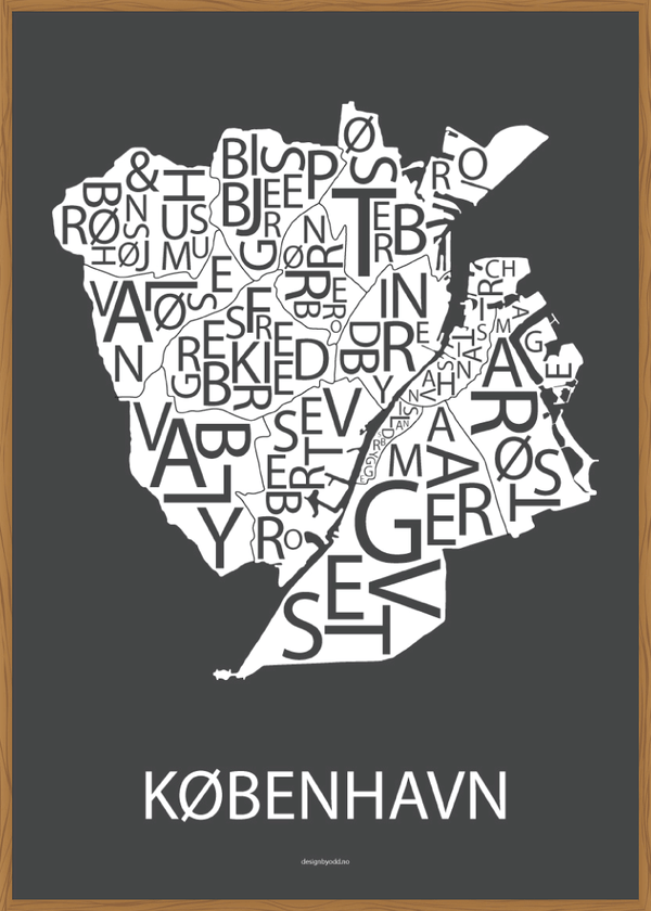 Plakat med håndtegnet kart av København