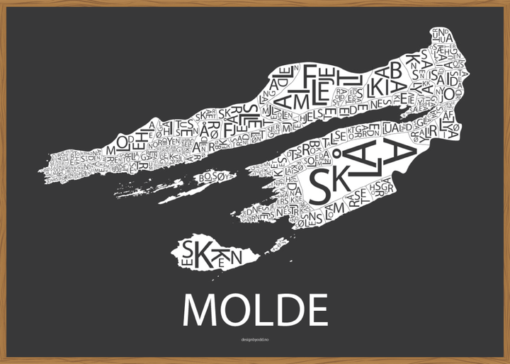 Plakat med håndtegnet kart av Molde