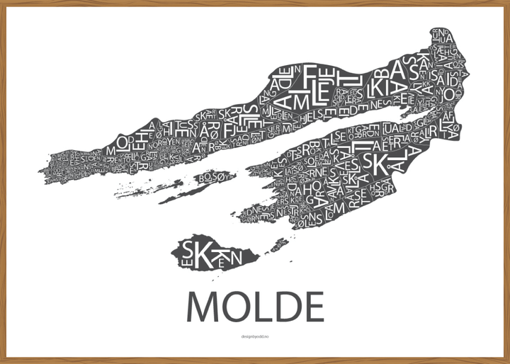 Plakat med håndtegnet kart av Molde