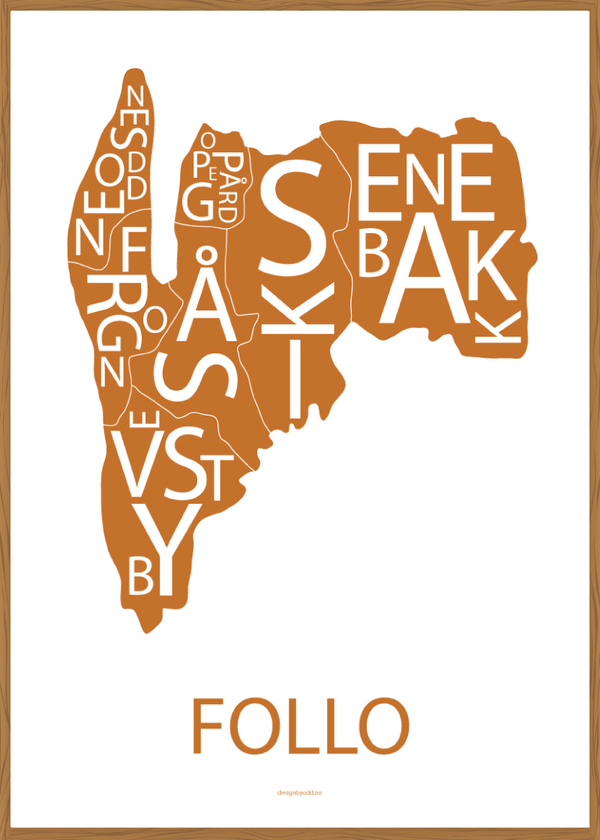 Plakat med håndtegnet kart av Follo