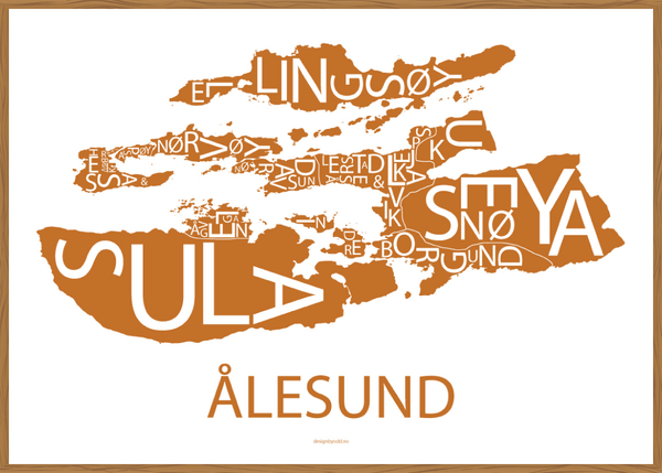 Plakat med håndtegnet kart av Ålesund
