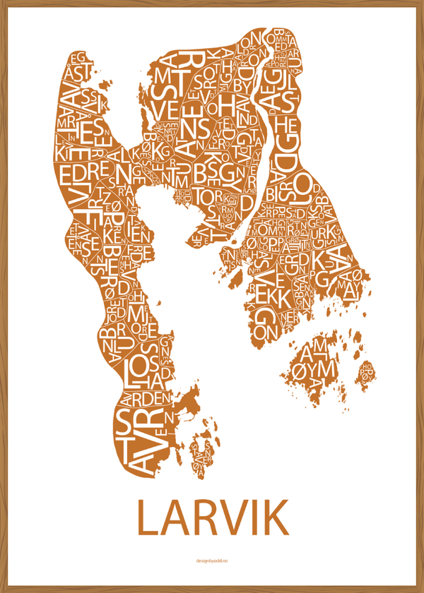 Plakat med håndtegnet kart av Larvik