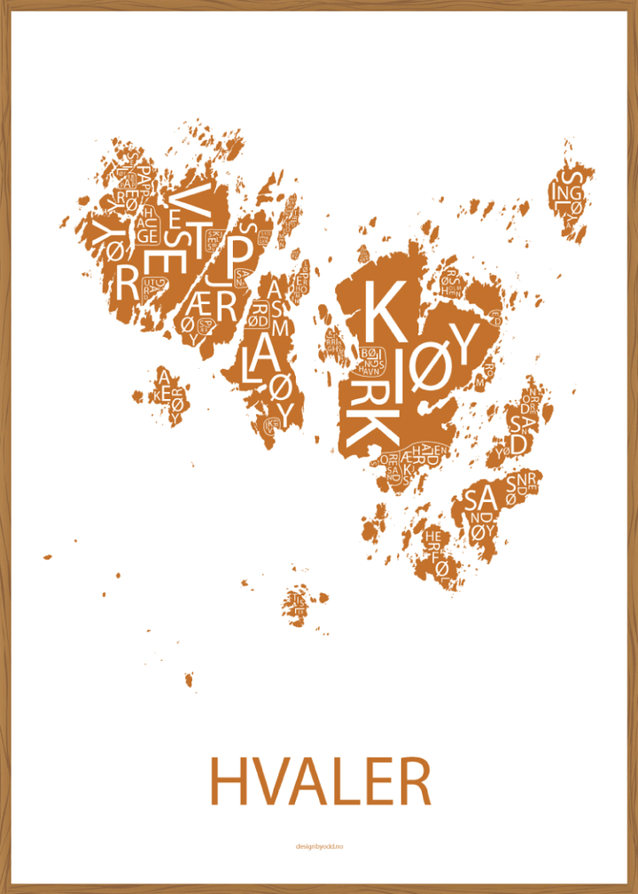 Plakat med håndtegnet kart av Hvaler