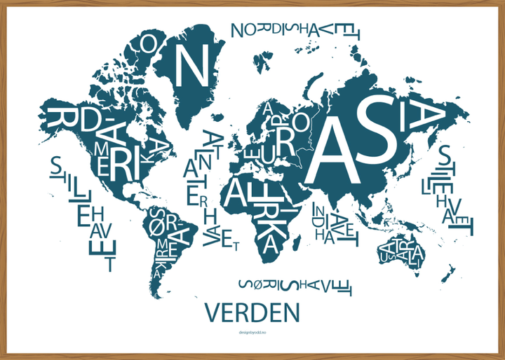 Plakat med håndtegnet kart av Verden