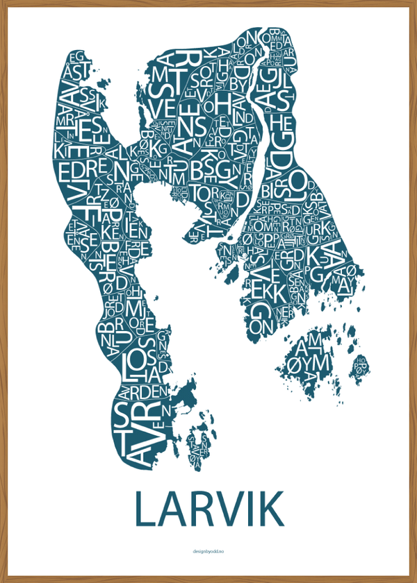 Plakat med håndtegnet kart av Larvik