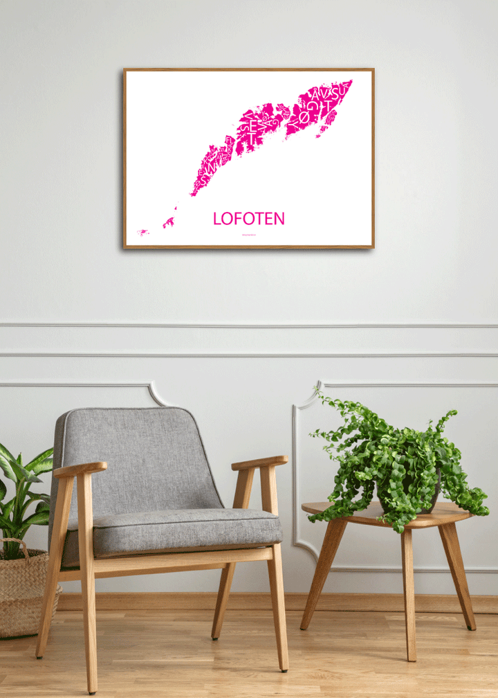 Plakat med håndtegnet kart av Lofoten
