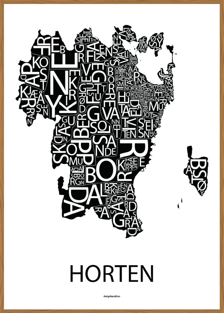 Plakat med håndtegnet kart av Horten